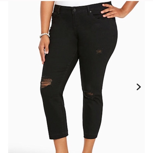 torrid Denim - Torrid 26 distressed crop black jeans